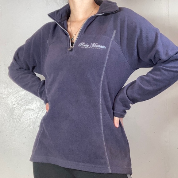 Soft Dark Purple Microfleece Embroidered Quarter Zip Pullover - Picture 1 of 10